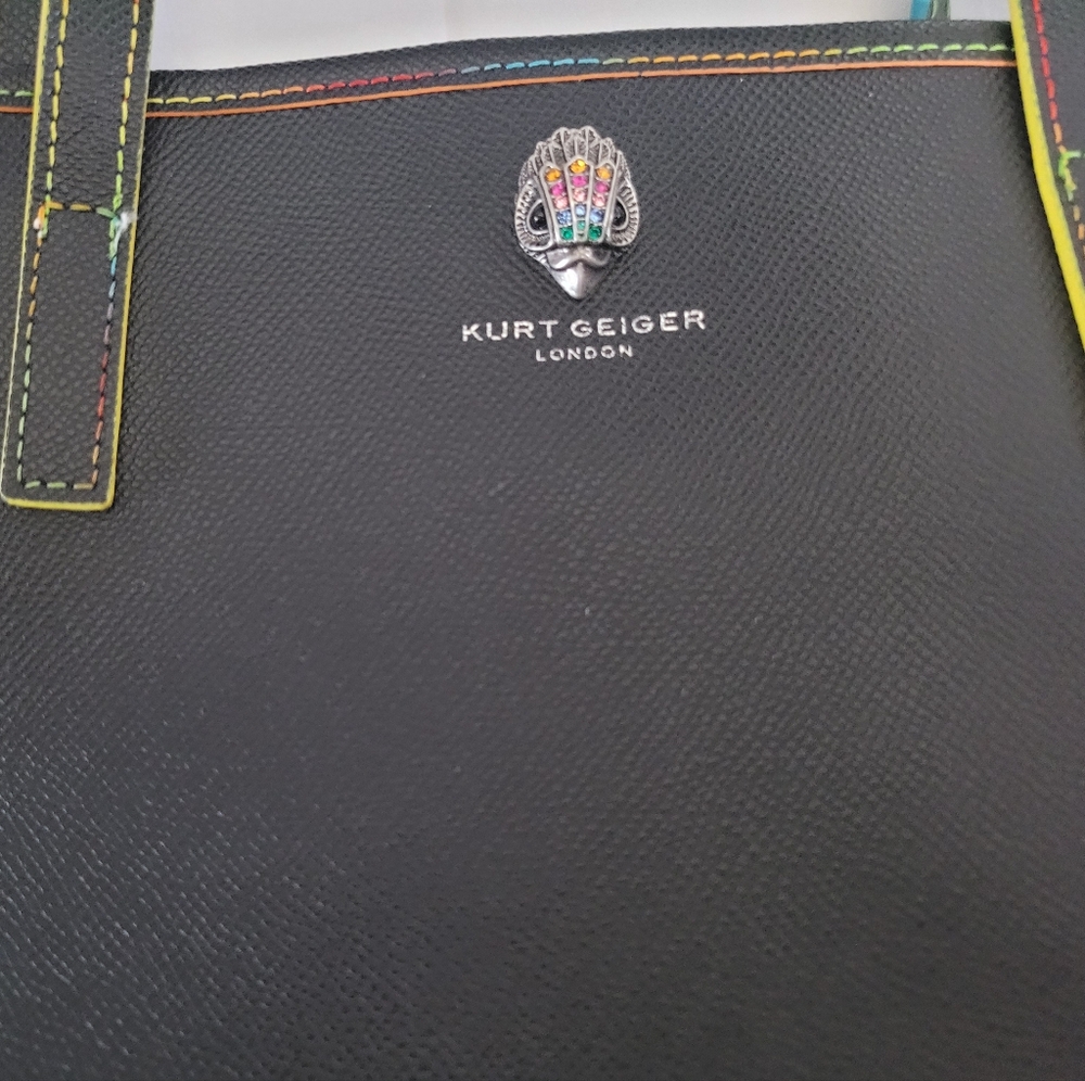 Kurt Geiger Black Colorful Stitch Richmond Tote - Picture 5 of 5